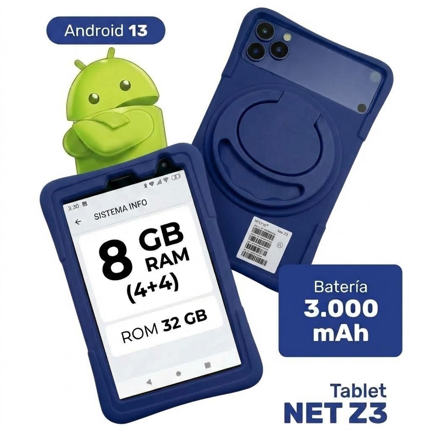 Tablet 7 Pulgadas Android 13 SIM 8GB RAM (4+4) 32GB AZUL