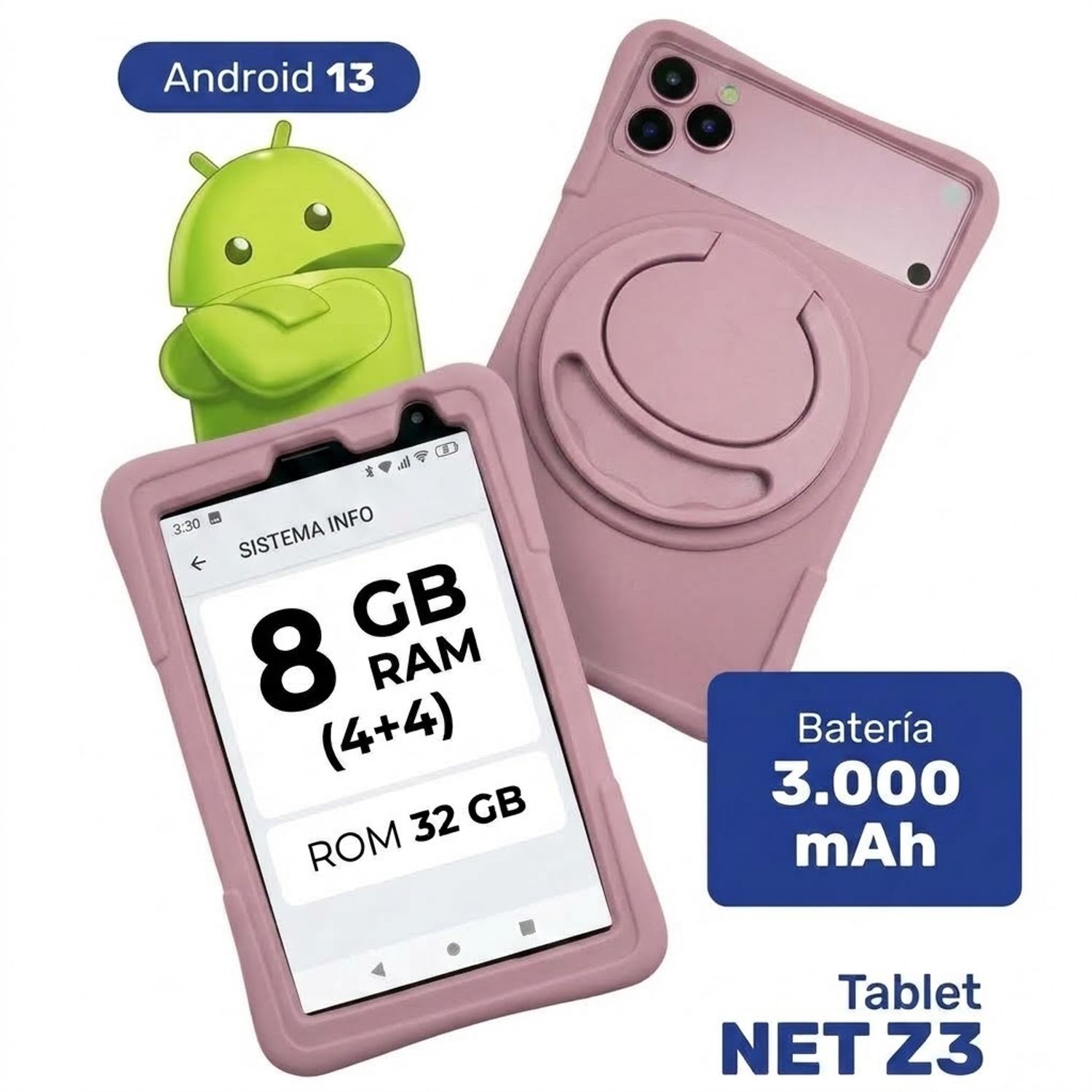 Tablet 7 Pulgadas Android 13 SIM 8GB RAM (4+4) 32GB ROSADO