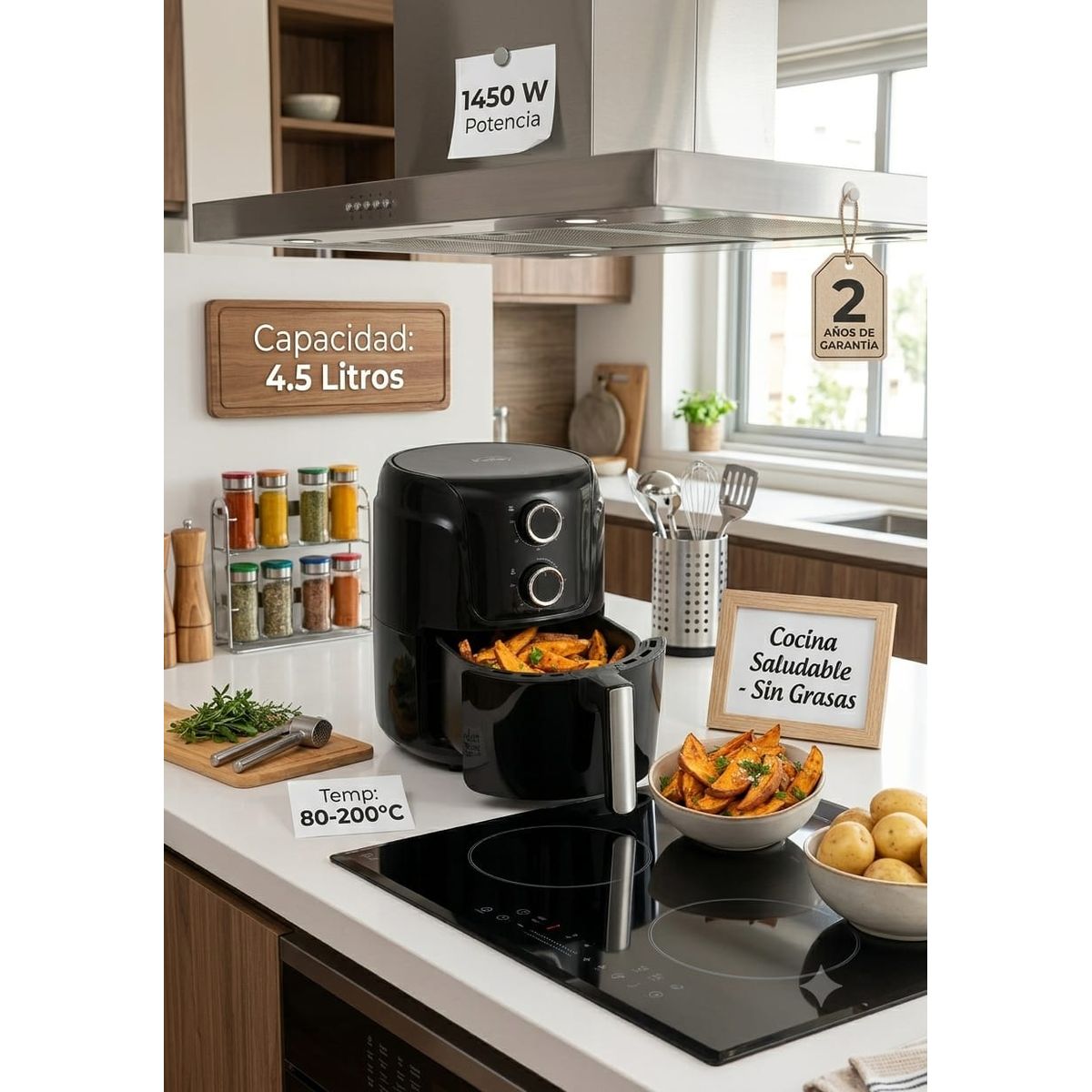 KALLEY - AIR FRYER KALLEY 4,5 LITROS POTENCIA 1450W K-MAF45