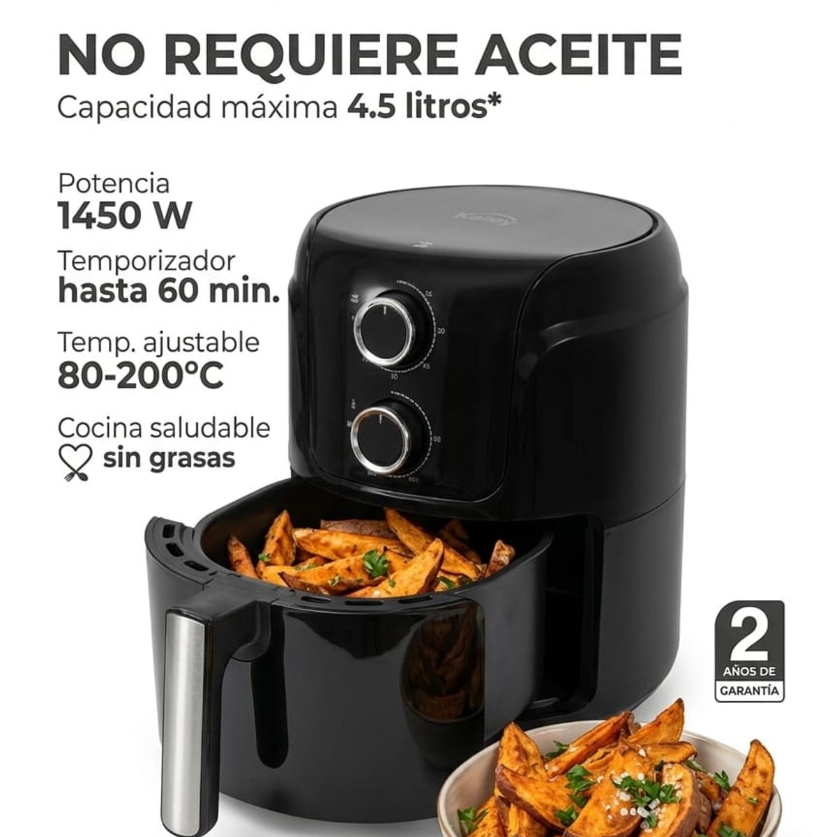 KALLEY - AIR FRYER KALLEY 4,5 LITROS POTENCIA 1450W K-MAF45