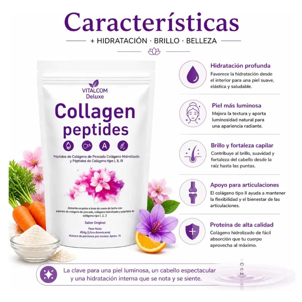 VITAL - Multi Collagen Peptides 454g Colágeno Hidrolizado