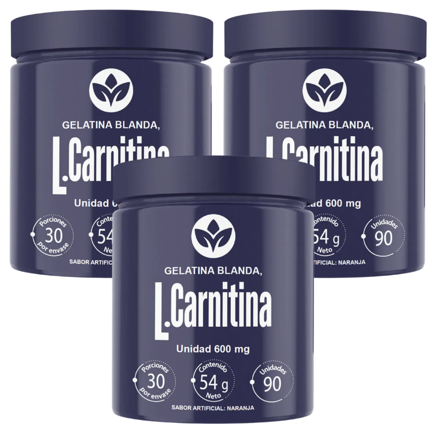 L-Carnitina 600 mg Energía y Aprovechamiento de Ácidos Grasos x3