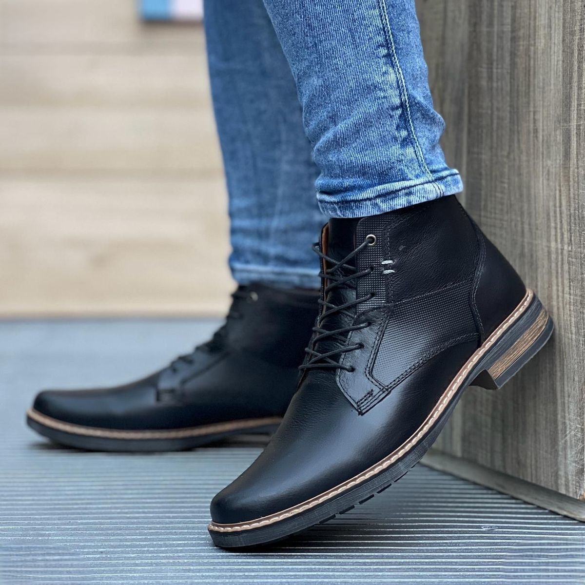 GENERICO - Botines de Vestir para Hombre En Cuero Estilo Casual Confort