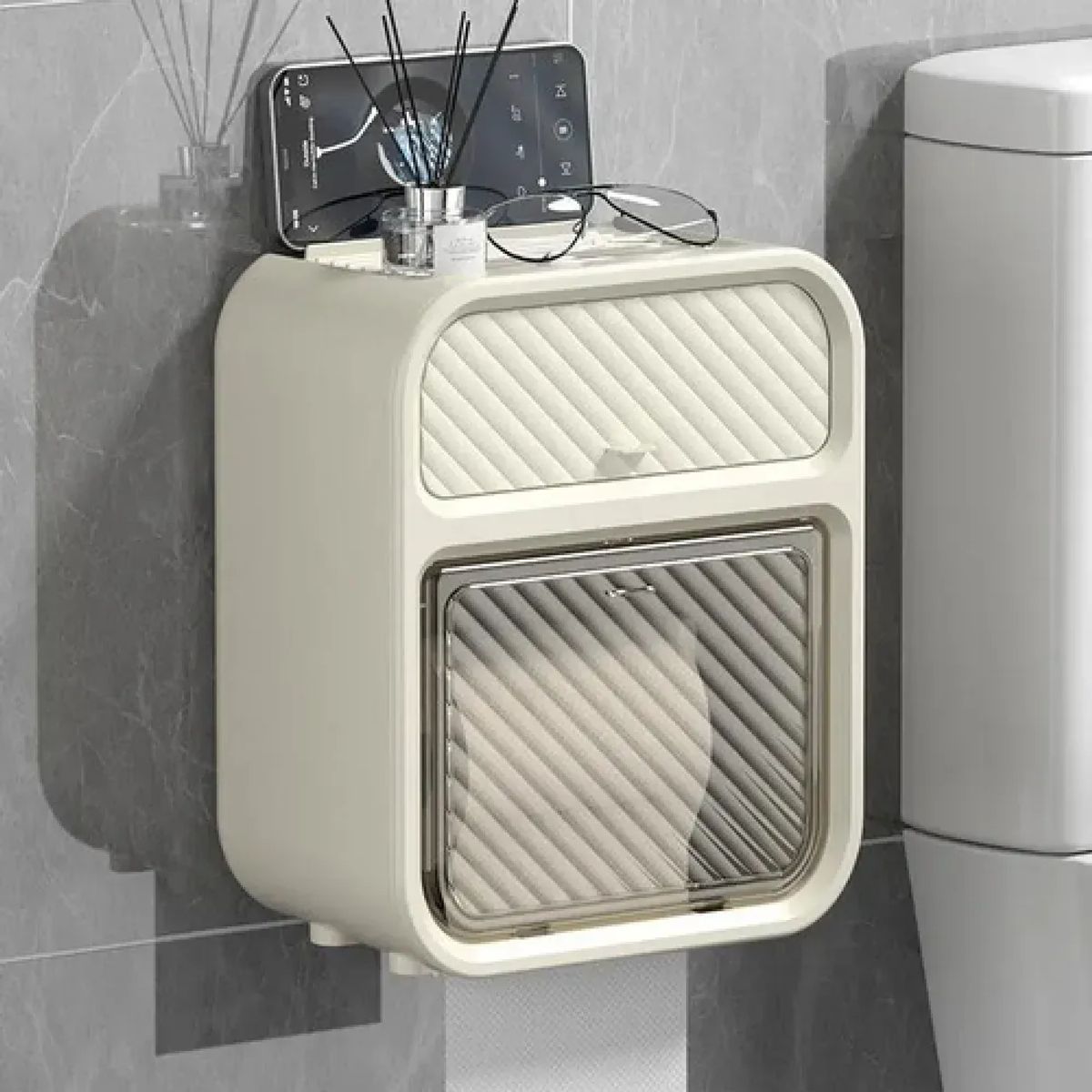 CHINA - Dispensador De Papel Higiénico Organizador Baño Impermeable