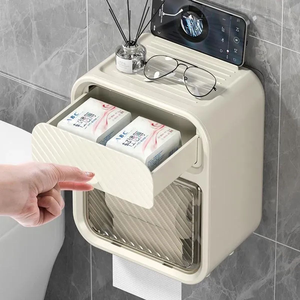 CHINA - Dispensador De Papel Higiénico Organizador Baño Impermeable