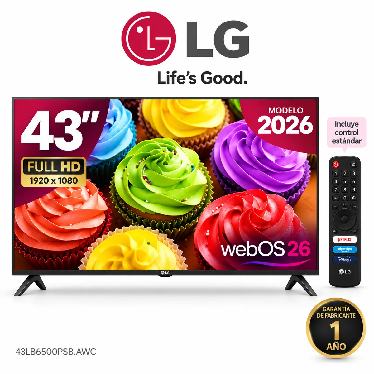 LG - Televisor LG 43" LED Full HD Smart TV con IA 43LB6500PSB