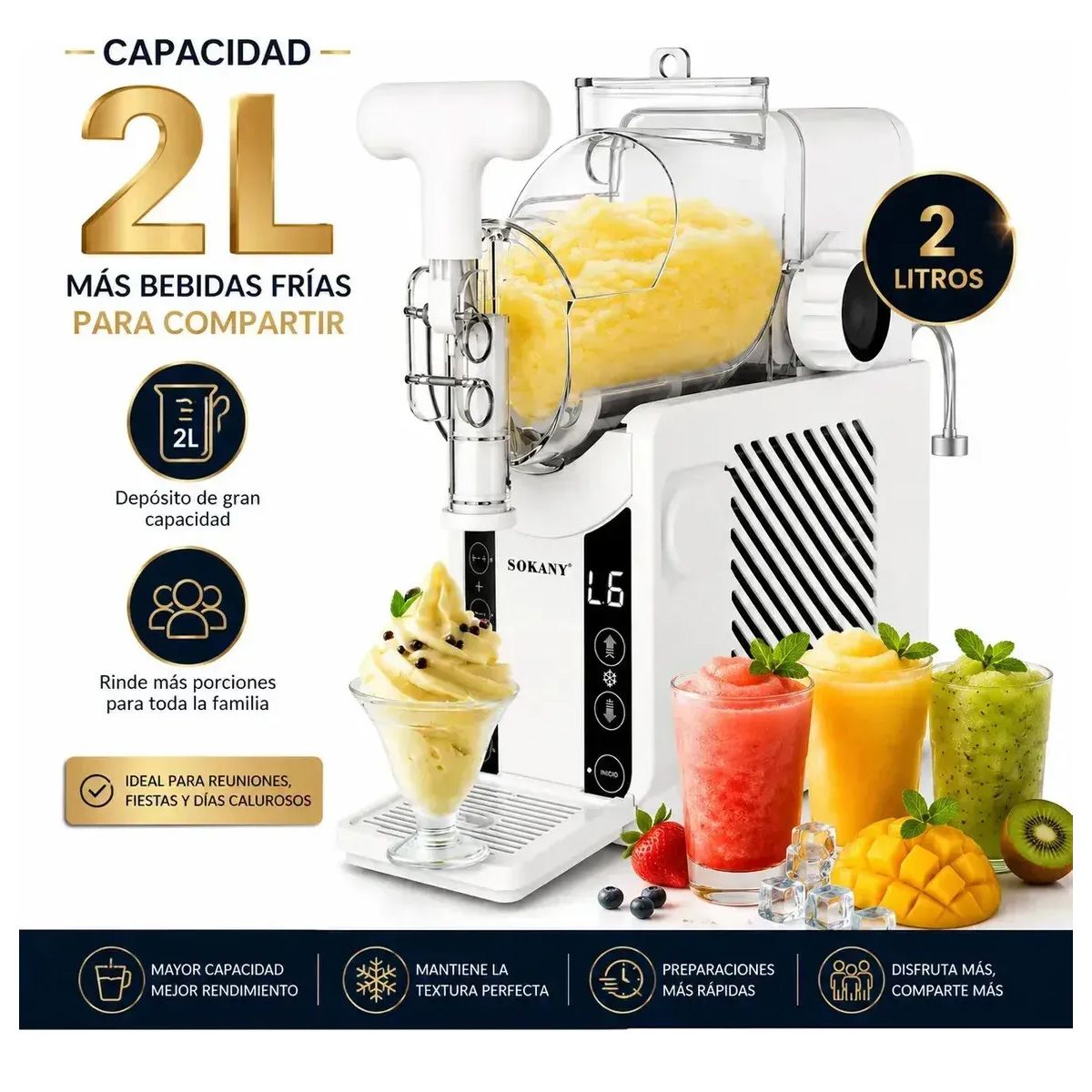 SOKANY - Maquina Granizados Helados Batidos 2l Bebidas Frias En Casa