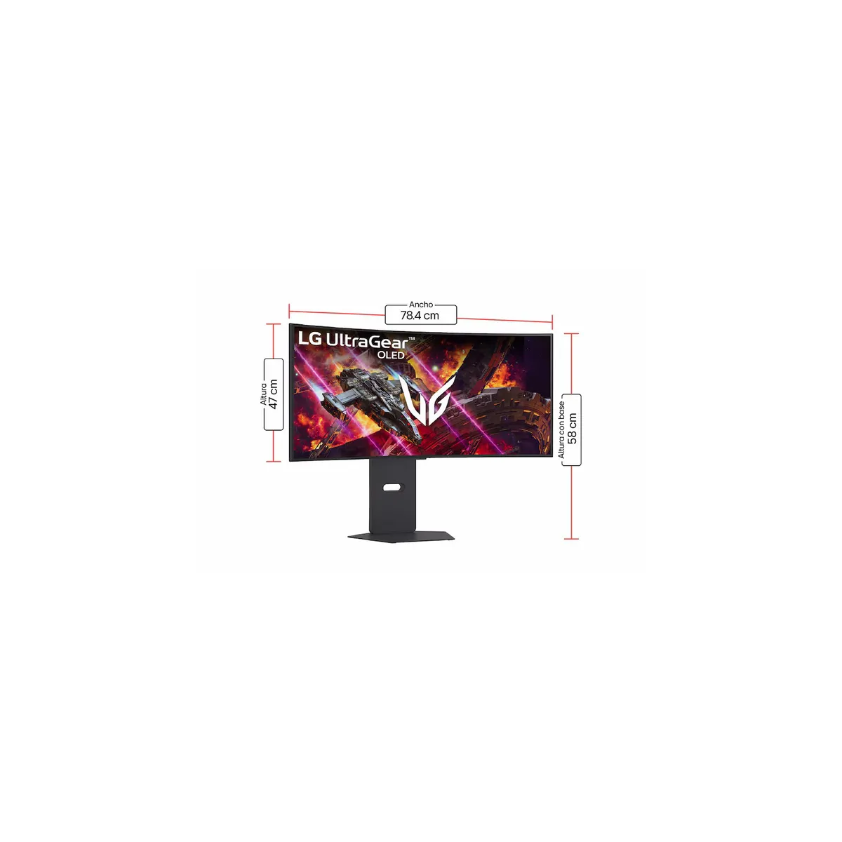 LG - Monitor Gamer OLED Curvo UltraWide LG UltraGear 34" 34GX900A-B WQHD 2K 240Hz 0.03ms Ajustable Negro