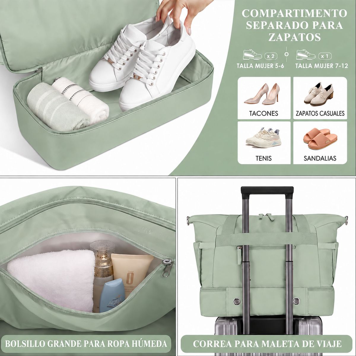 ONE PIXEL - Bolso De Viaje Deportiva Mujer Con Puerto De Carga USB