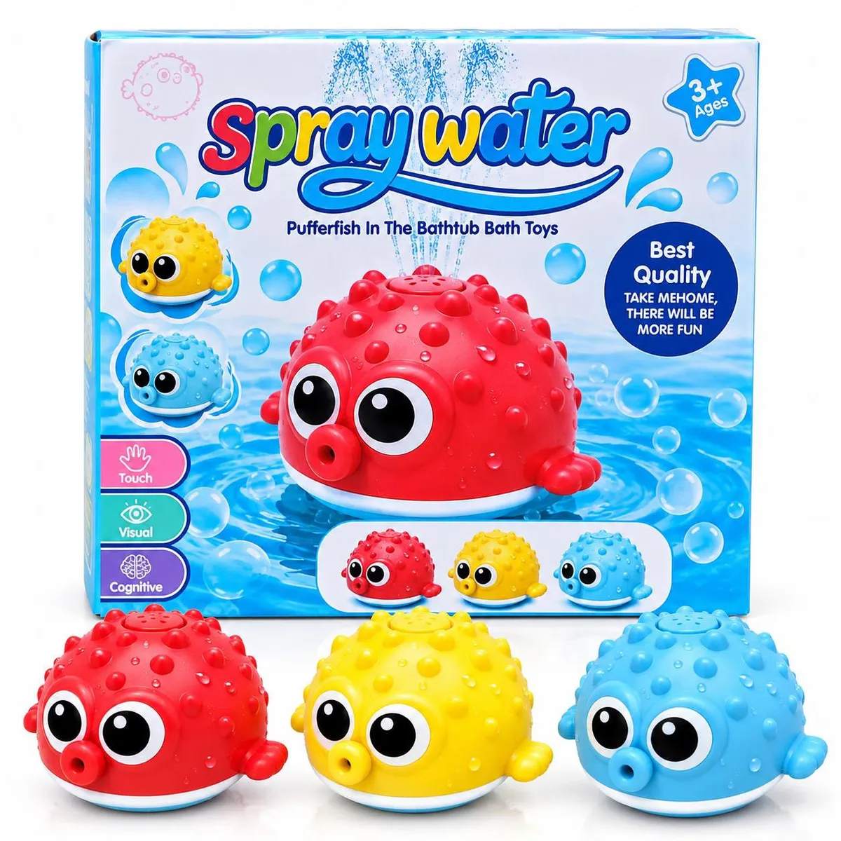 AMERICAN GENERICS - Juguete de Baño Pez Globo con Rociador de Agua y Sensor