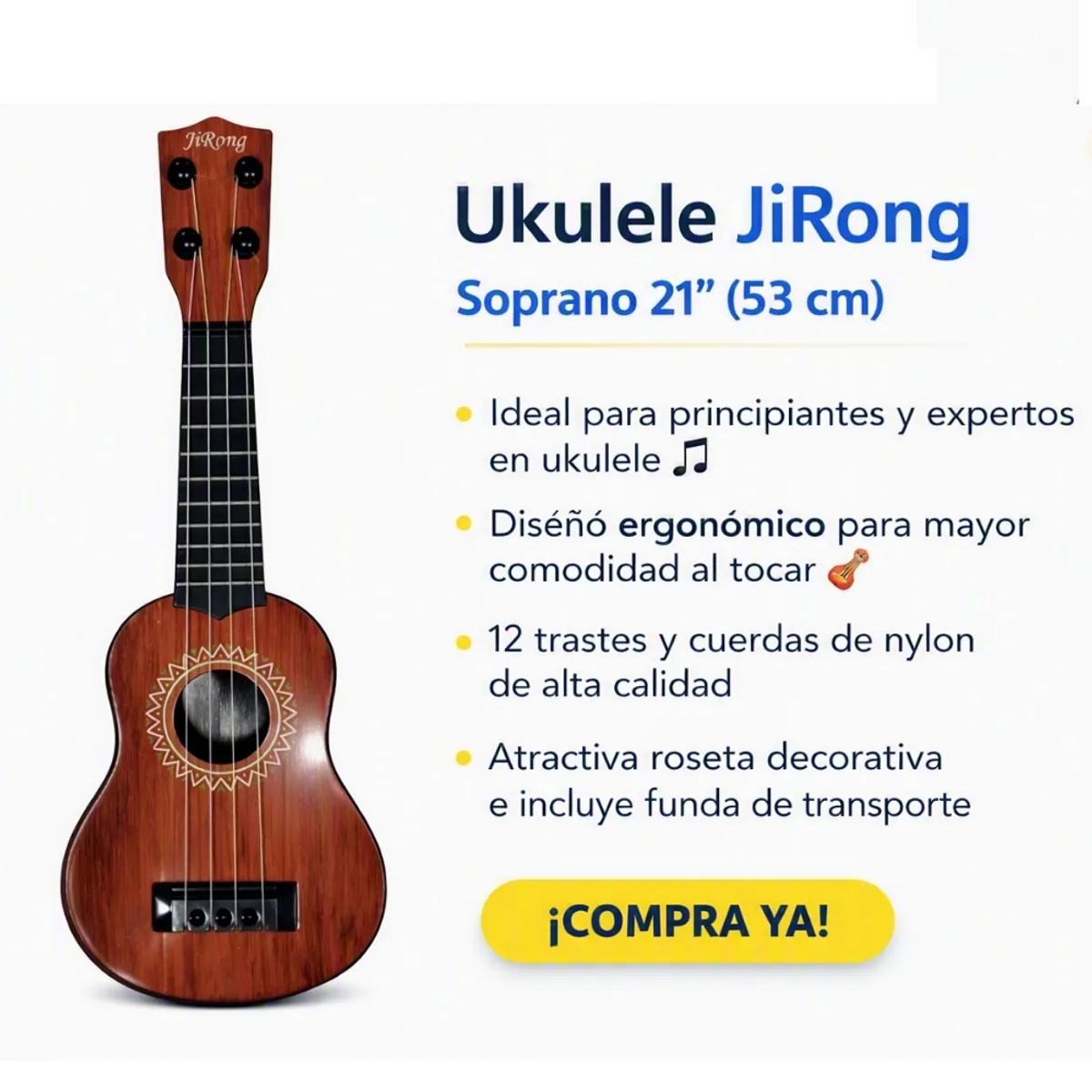 GENERICO - Ukulele JiRong – Ideal para Principiantes y Músicos Creativos