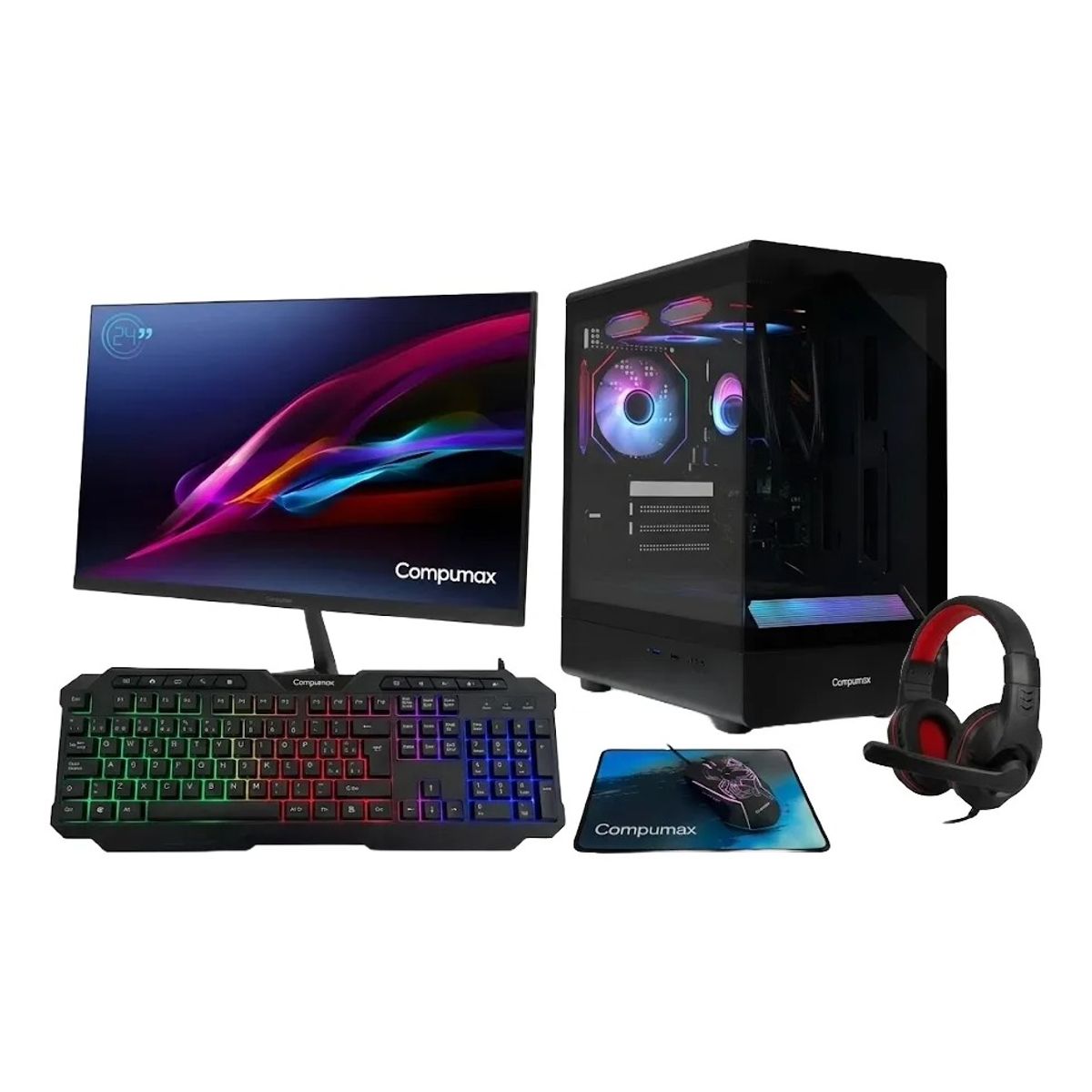 COMPUMAX - PC GAMER COMPUMAX NOVA RYZEN 7-5700X 16GB RAM 512GB SSD RTX 3050 6GB MONITOR 24'' FHD 144HZ