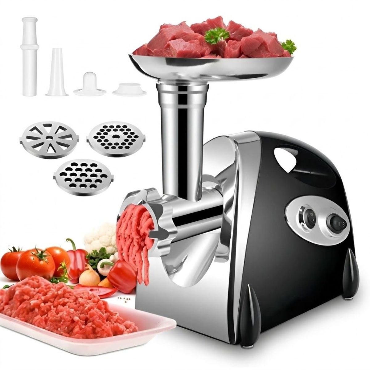 SWISSHOME - Molino Eléctrico De Carne 2800W Acero Inoxidable 110V Swisshome