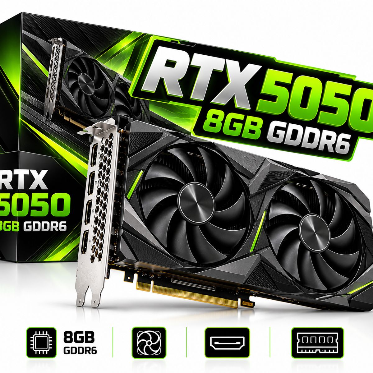 NVIDIA - Tarjeta Gráfica NVIDIA RTX 5050 8GB GDDR6 – Alto Rendimiento para Gaming y Diseño