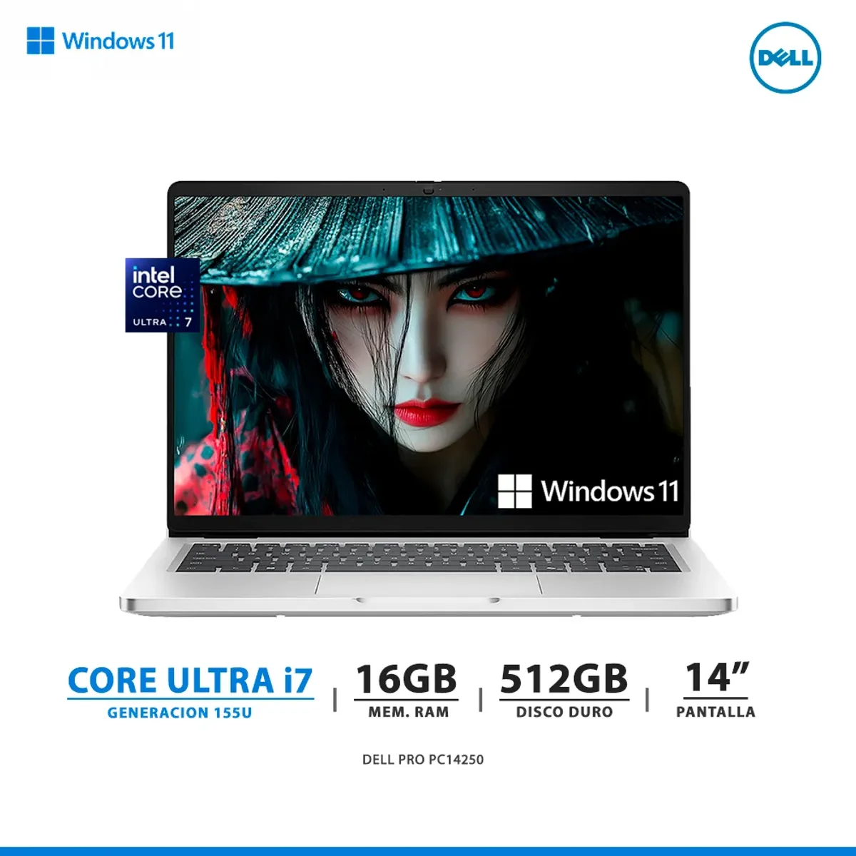 DELL - PORTATIL DEL PRO 14 PC-14250, ULTRA 7 255U, 16GB RAM, 512GB SSD, WINDOWS 11 PRO, DIRECTA DELL