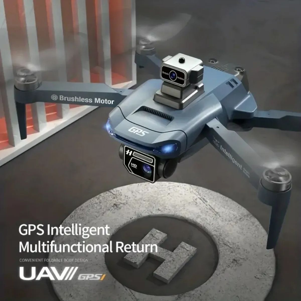 SWISSHOME - Drone Profesional D31 GPS Cámara Dual 1080P Plegable Control Remoto