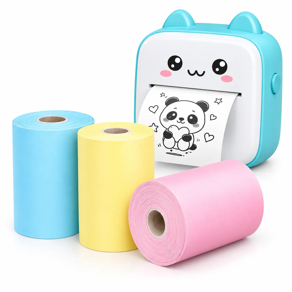 SWISSHOME - Papel Térmico Adhesivo Colorido Rollos X3 Etiquetas Impresora