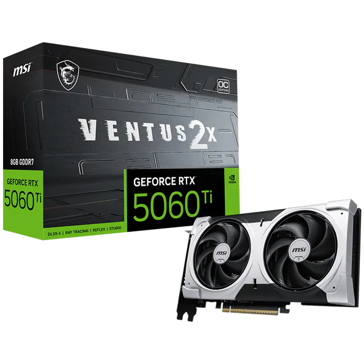 MSI - Tarjeta Gráfica MSI Ventus 2X OC Plus · GeForce RTX 5060 Ti · 16GB GDDR7 · Doble Ventilador