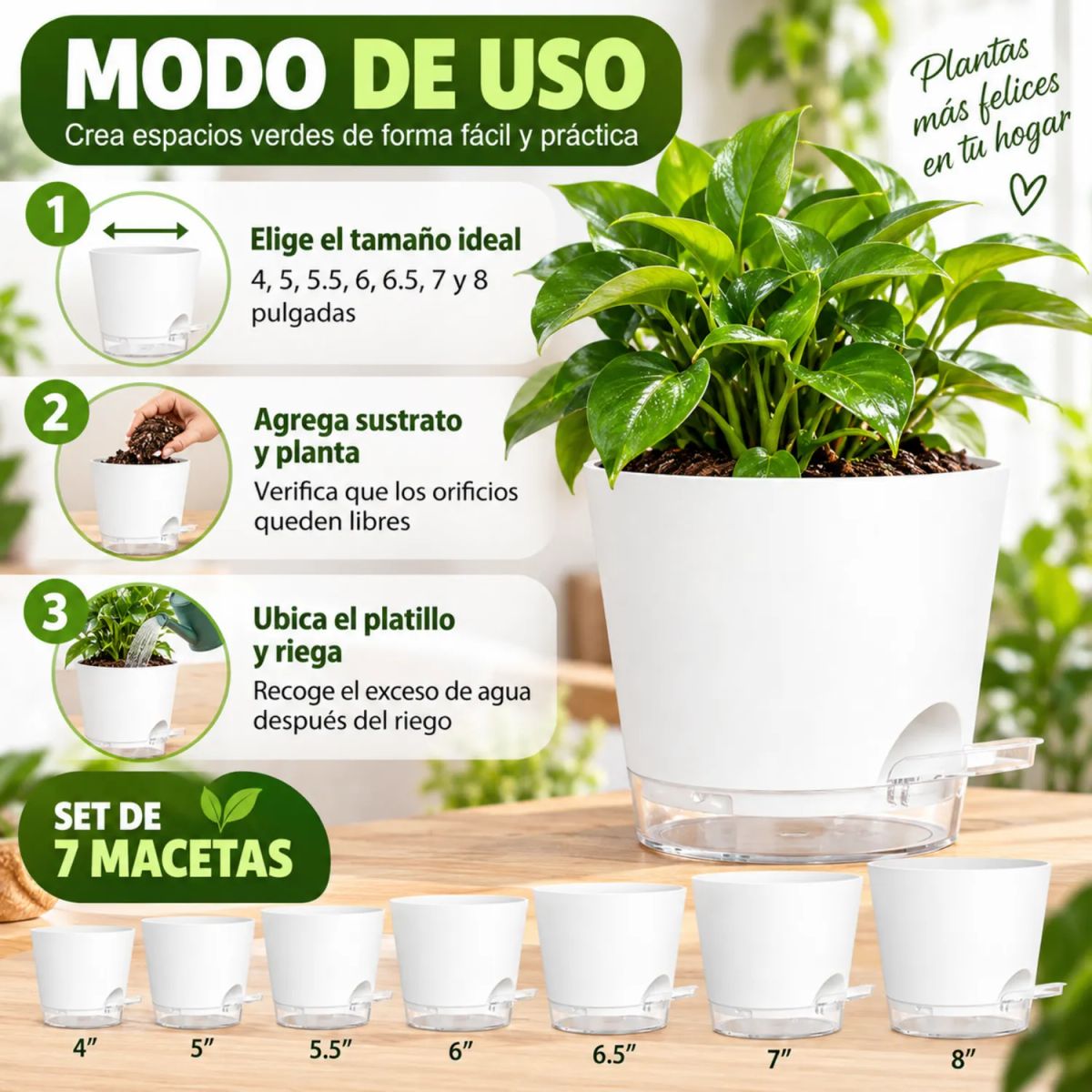 GENERICO - Set de Macetas Plásticas Transparentes X7 para Vivero