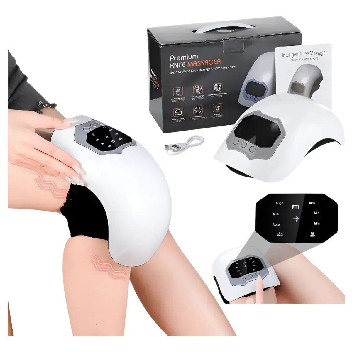 PREMIUM - Masajeador De Rodilla Inteligente Con Termoterapia Carga Usb