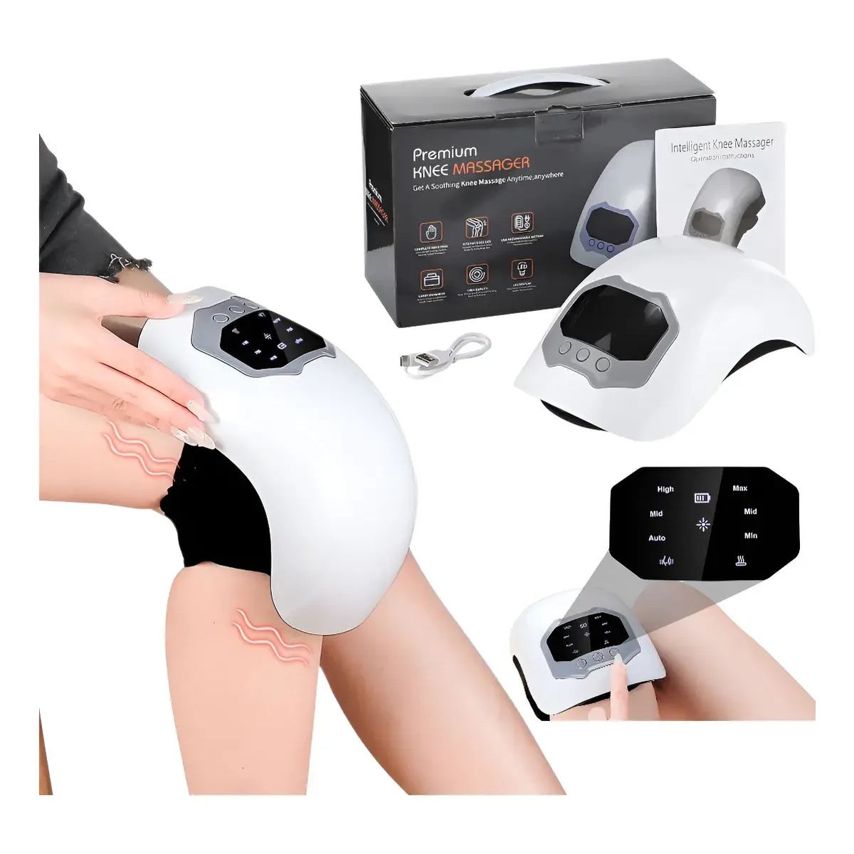 PREMIUM - Masajeador De Rodilla Inteligente Con Termoterapia Carga Usb
