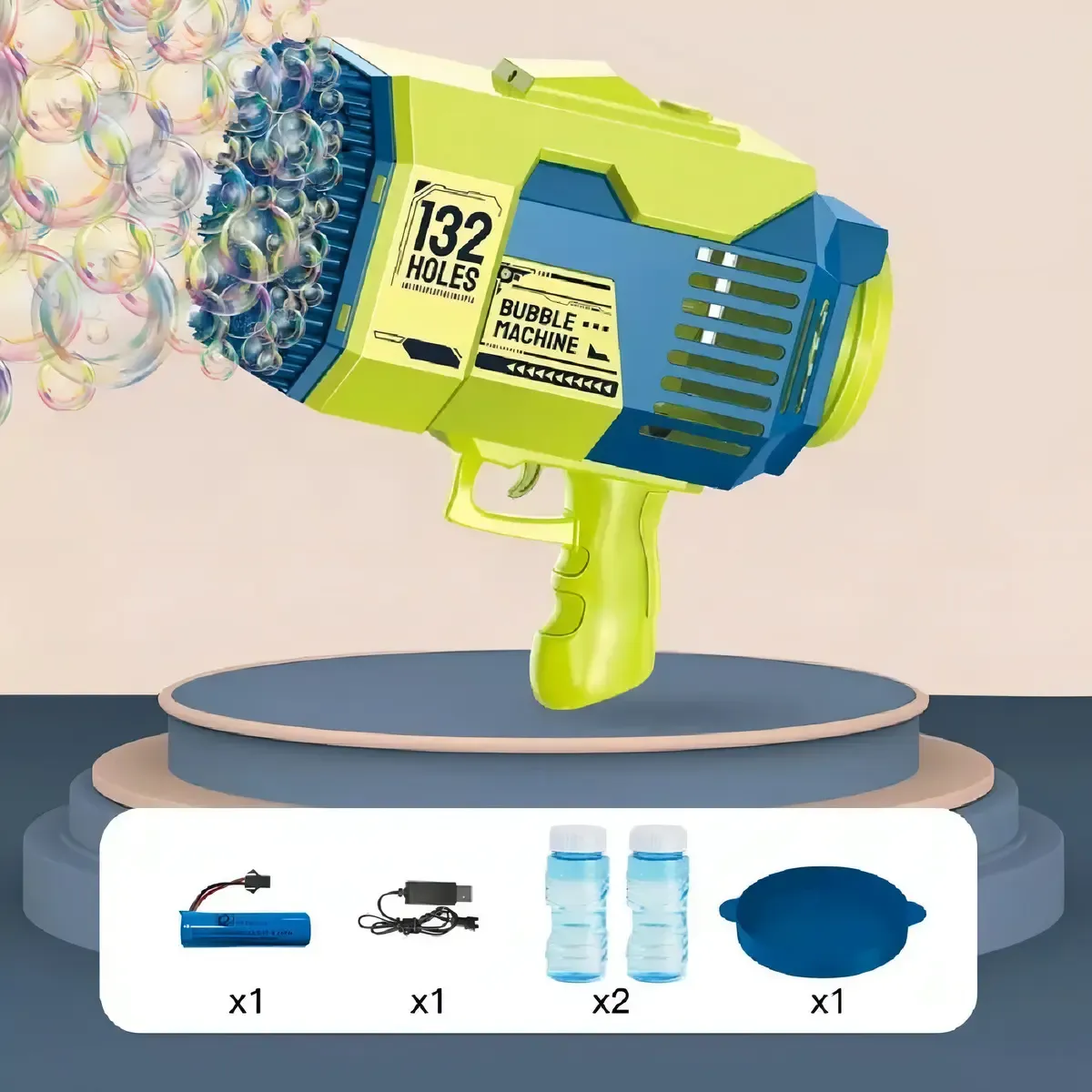 BUBBLE - Pistola de Burbujas Carson 132 Agujeros con Luz Verde