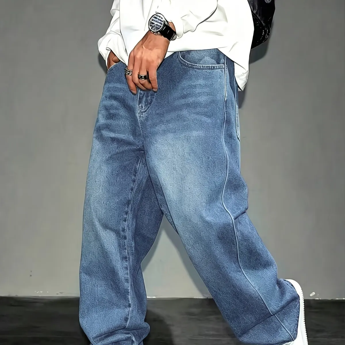 GENERICO - Pantalon Jean Baggy Oversize Ancho Urban Cargo