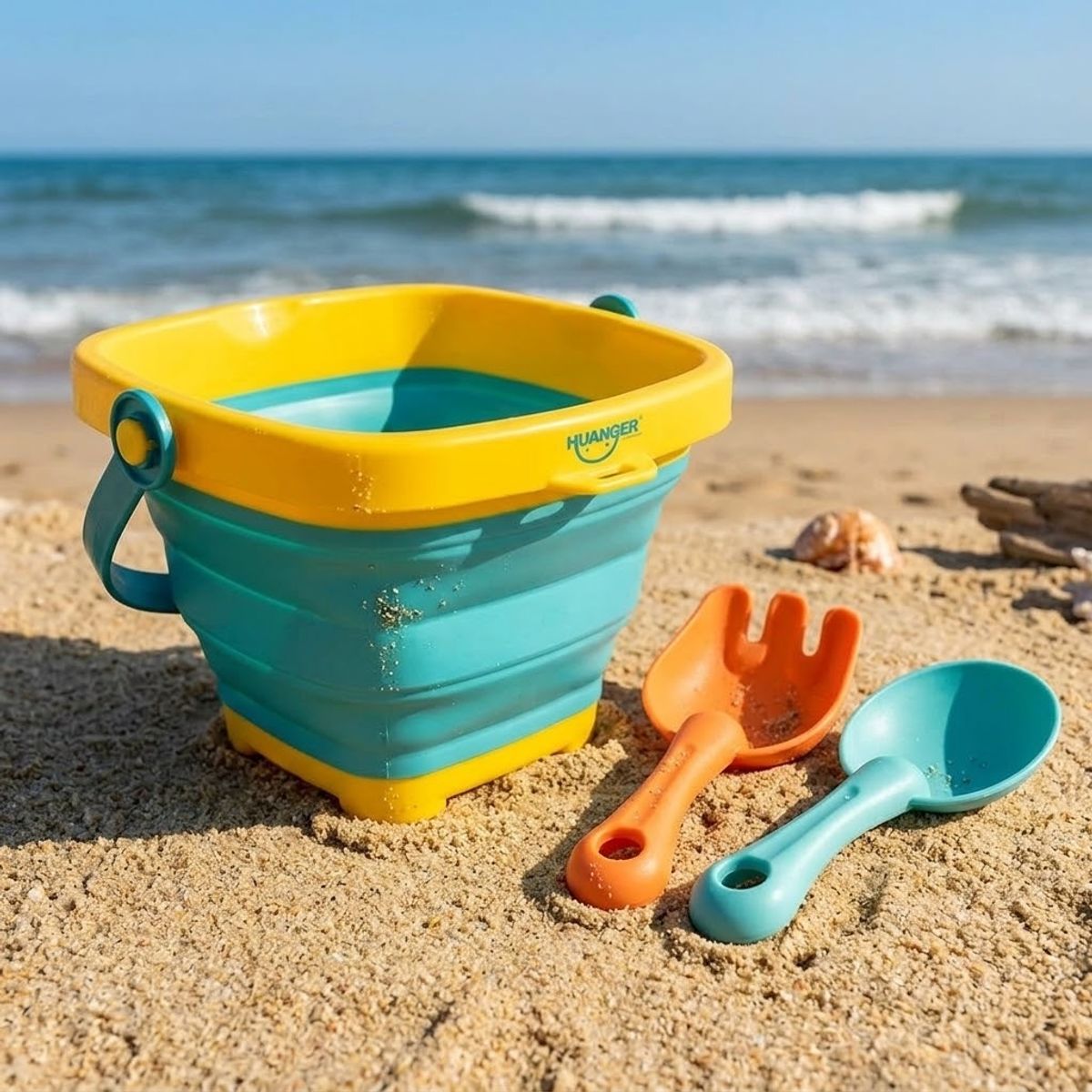 HUANGER - Set De Playa Juguete Arena Infantil Balde Plegable