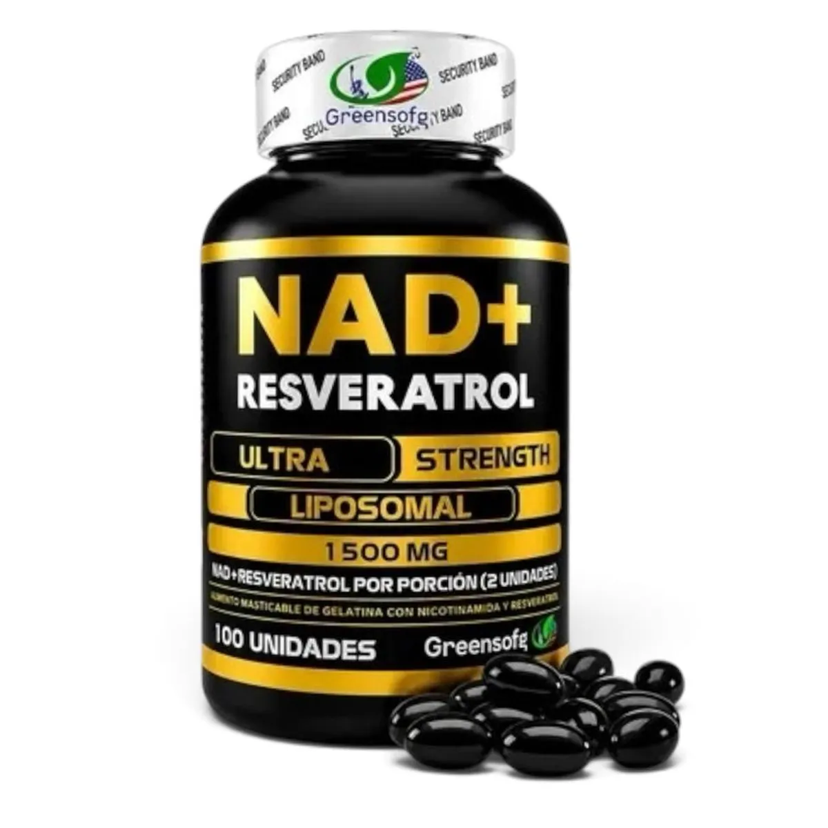 GREEN - NAD+Resveratrol Liposomal 1500 mg 100cap lab Greensofe