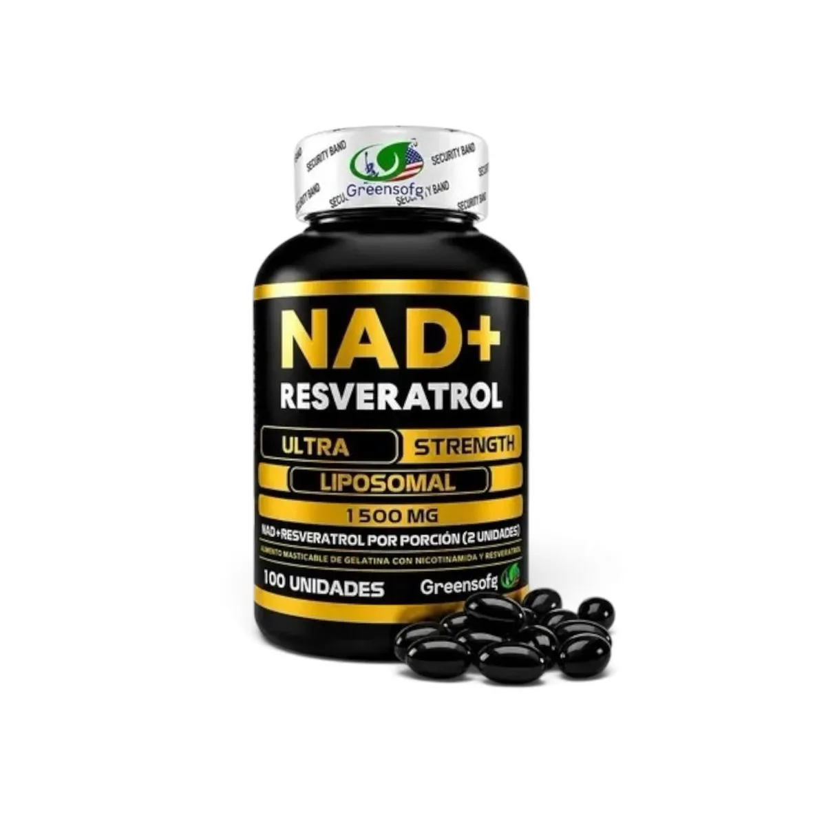 GREEN - NAD+Resveratrol Liposomal 1500 mg 100cap lab Greensofe