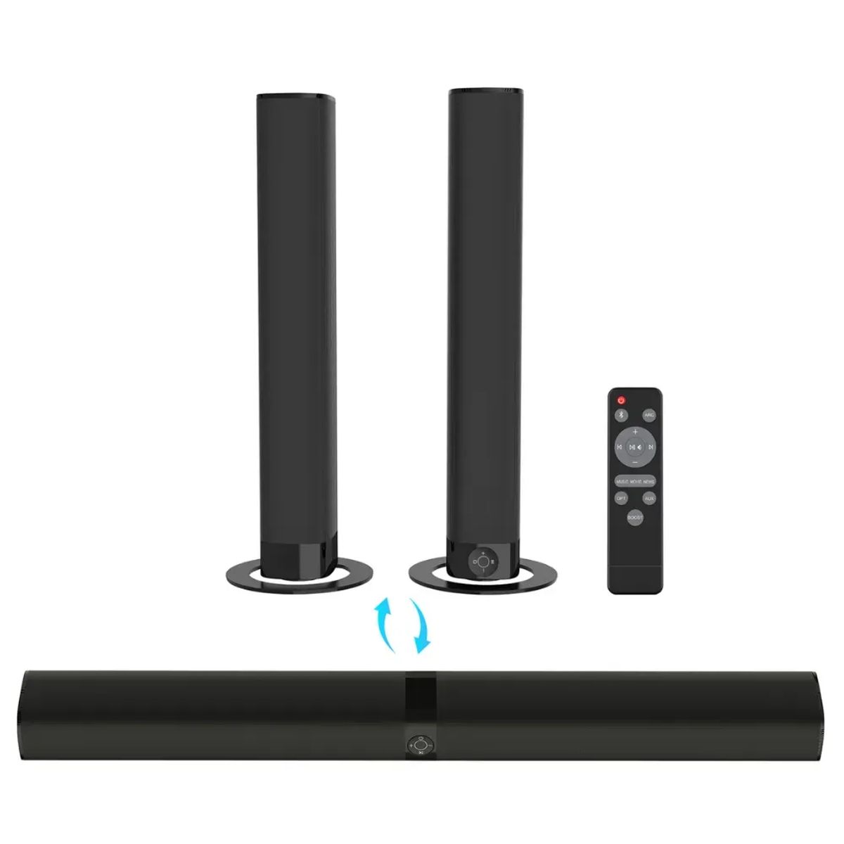 MOVISUN - Barra De Sonido Desmontable 2en1 Para TV Altavoz Premium 80W