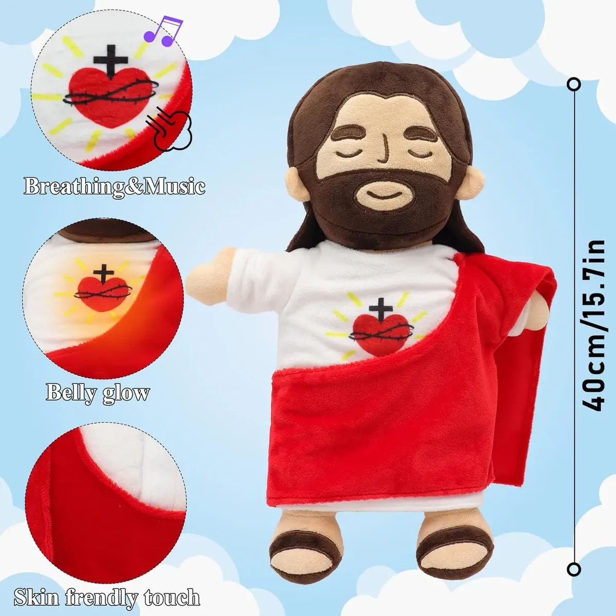 CHINA - Muñeco Jesús Respira Peluche Religioso Movimiento Tranquilo