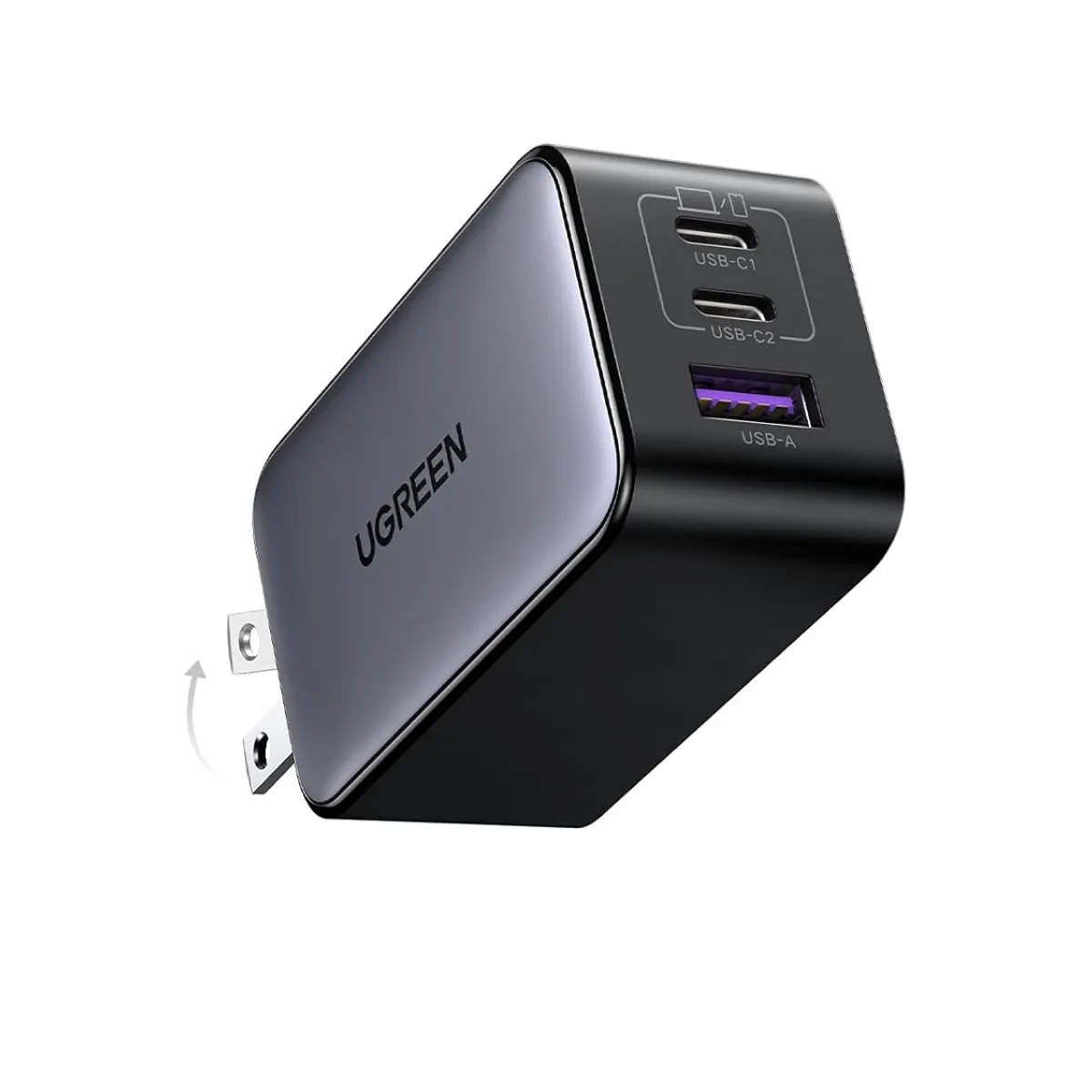 UGREEN - Cargador 65W UGREEN Nexode GaN, Carga Rápida, 3 puertos (2 USB-C + 1 USB-A), Plateado