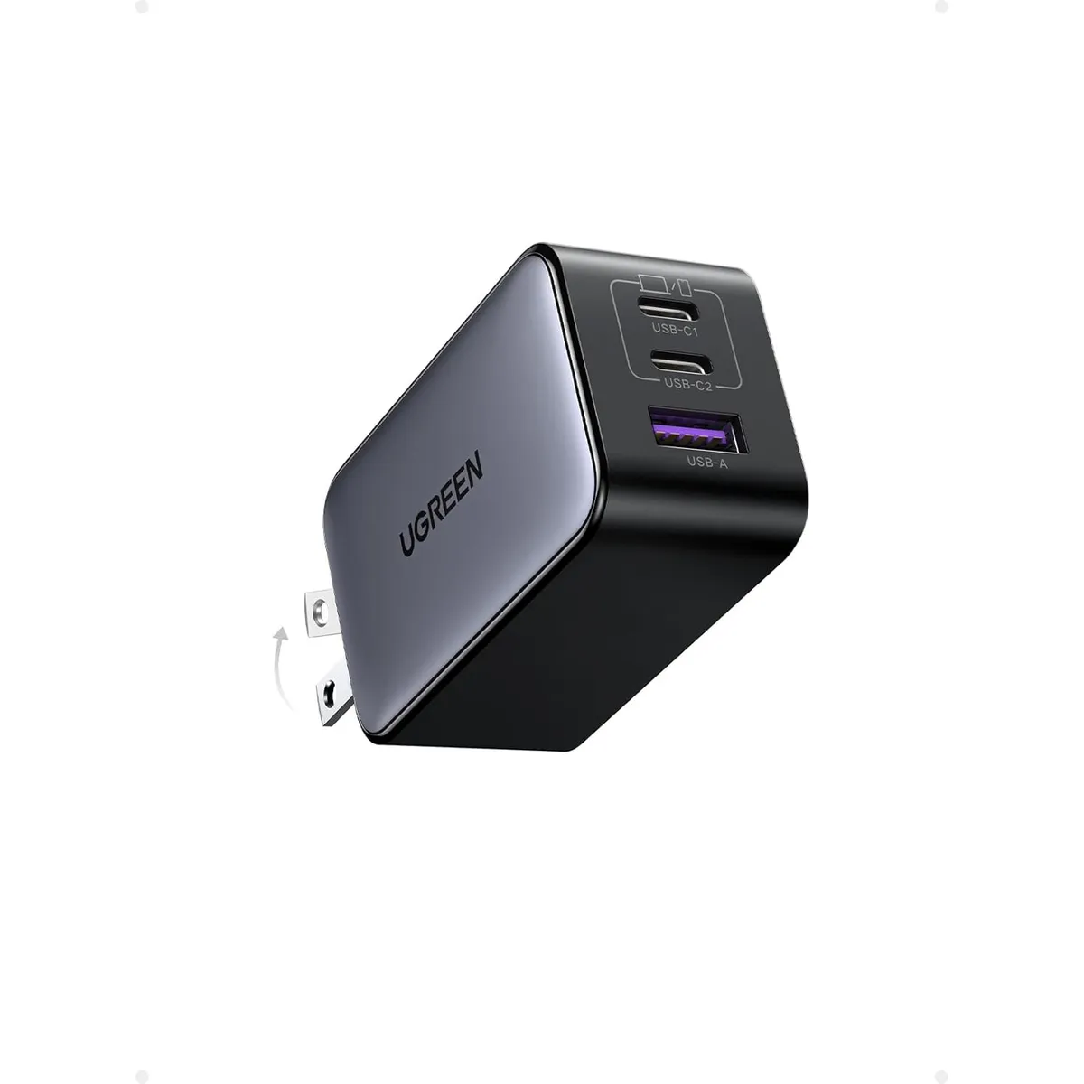 UGREEN - Cargador 65W UGREEN Nexode GaN, Carga Rápida, 3 puertos (2 USB-C + 1 USB-A), Plateado