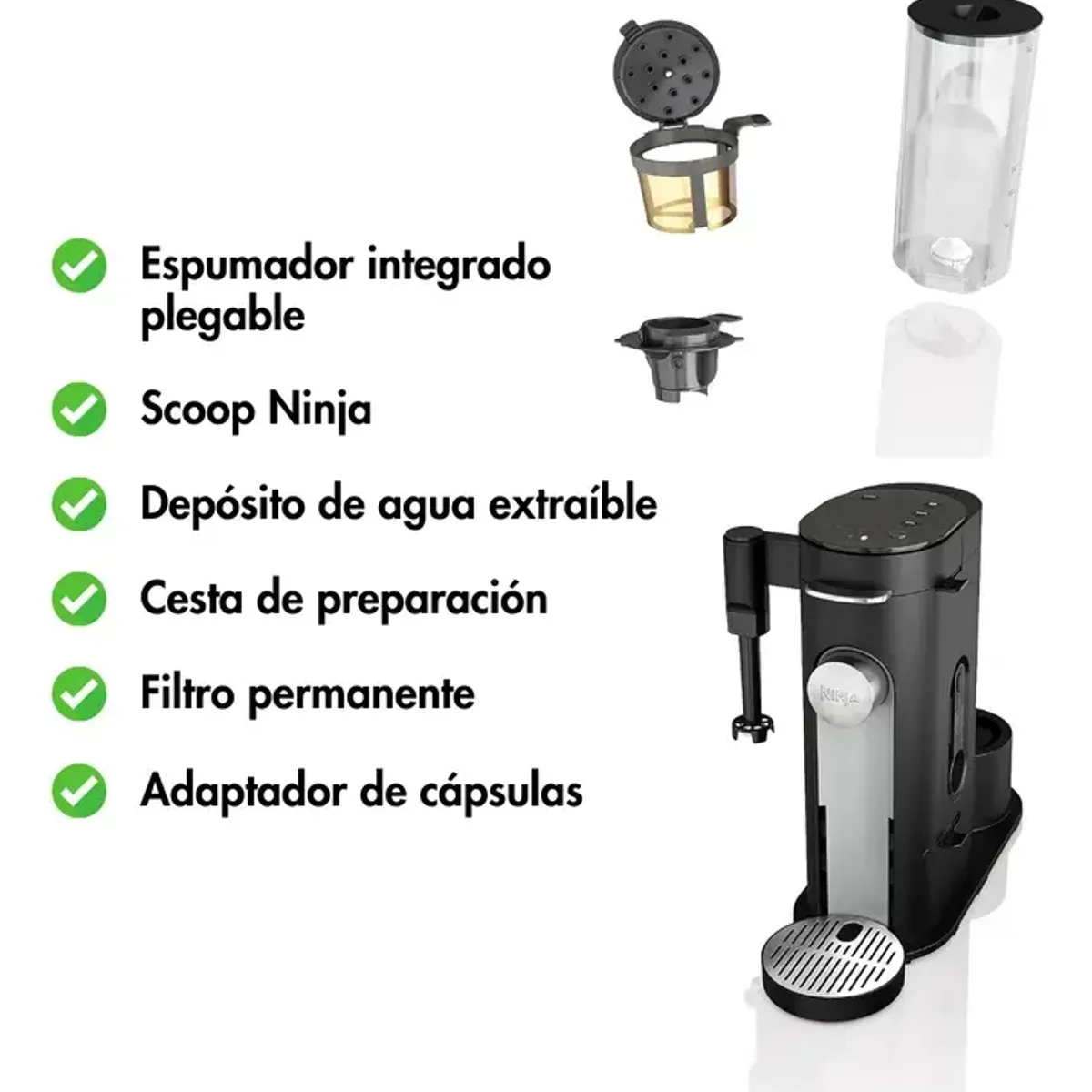 NINJA - Cafetera NINJA PB051 de especialidad, una sola porción para café molido y cápsulas (compatible con c