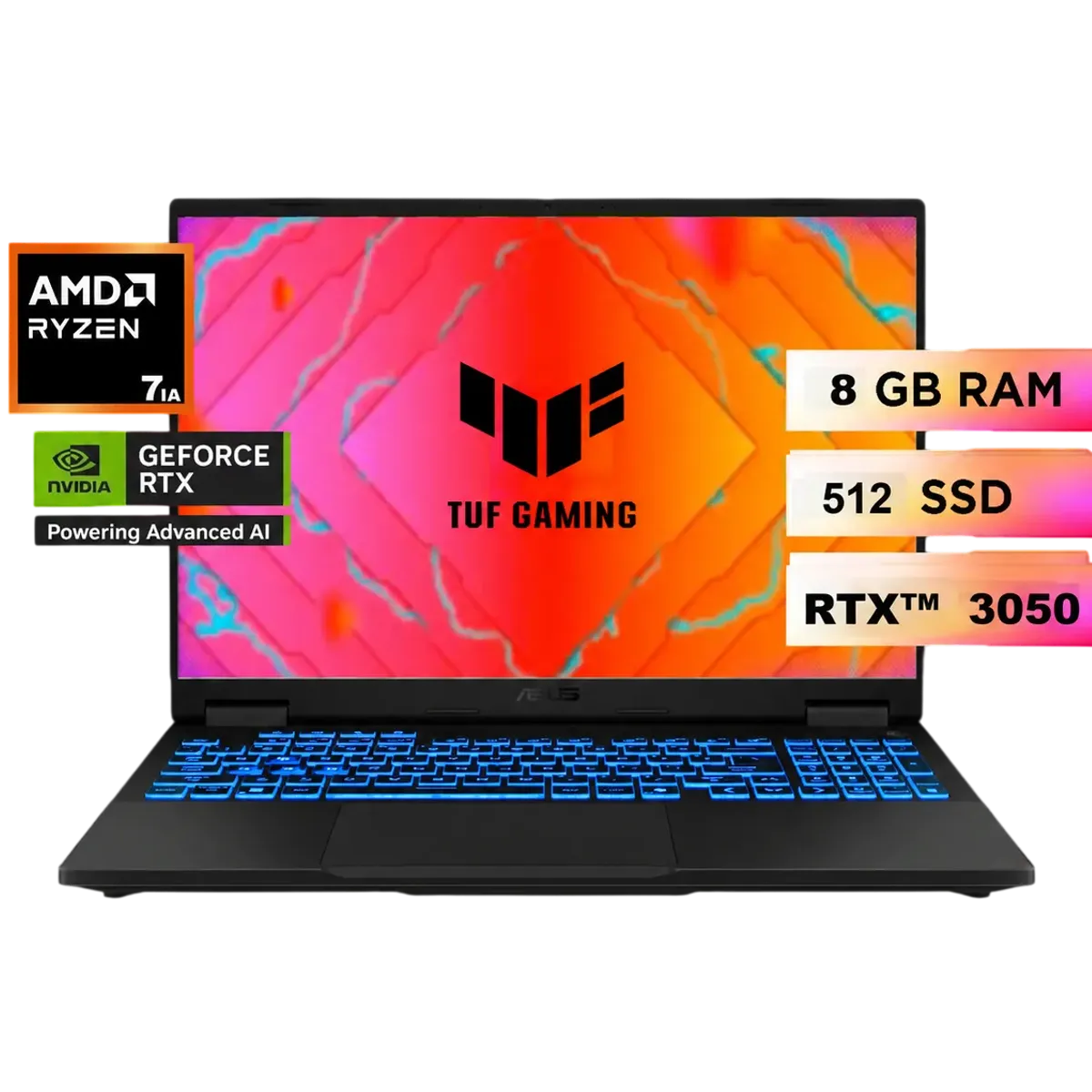 ASUS - Portátil Gamer ASUS TUF Gaming A15 FA506N – AMD Ryzen™ 7 170 – 8GB RAM – 512GB SSD – NVIDIA RTX 3050