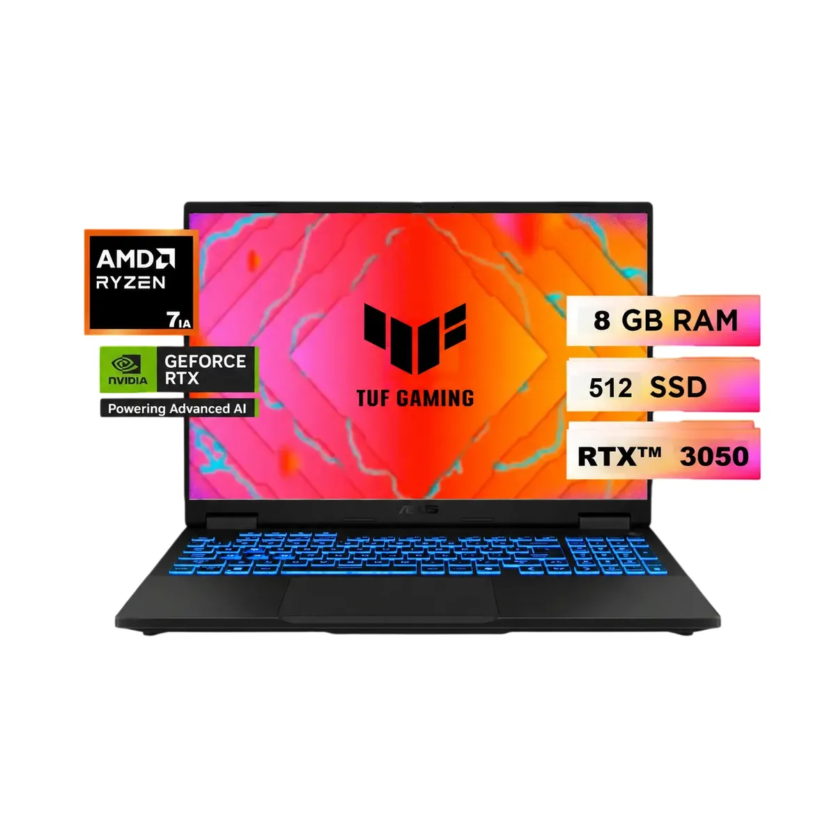 ASUS - Portátil Gamer ASUS TUF Gaming A15 FA506N – AMD Ryzen™ 7 170 – 8GB RAM – 512GB SSD – NVIDIA RTX 3050