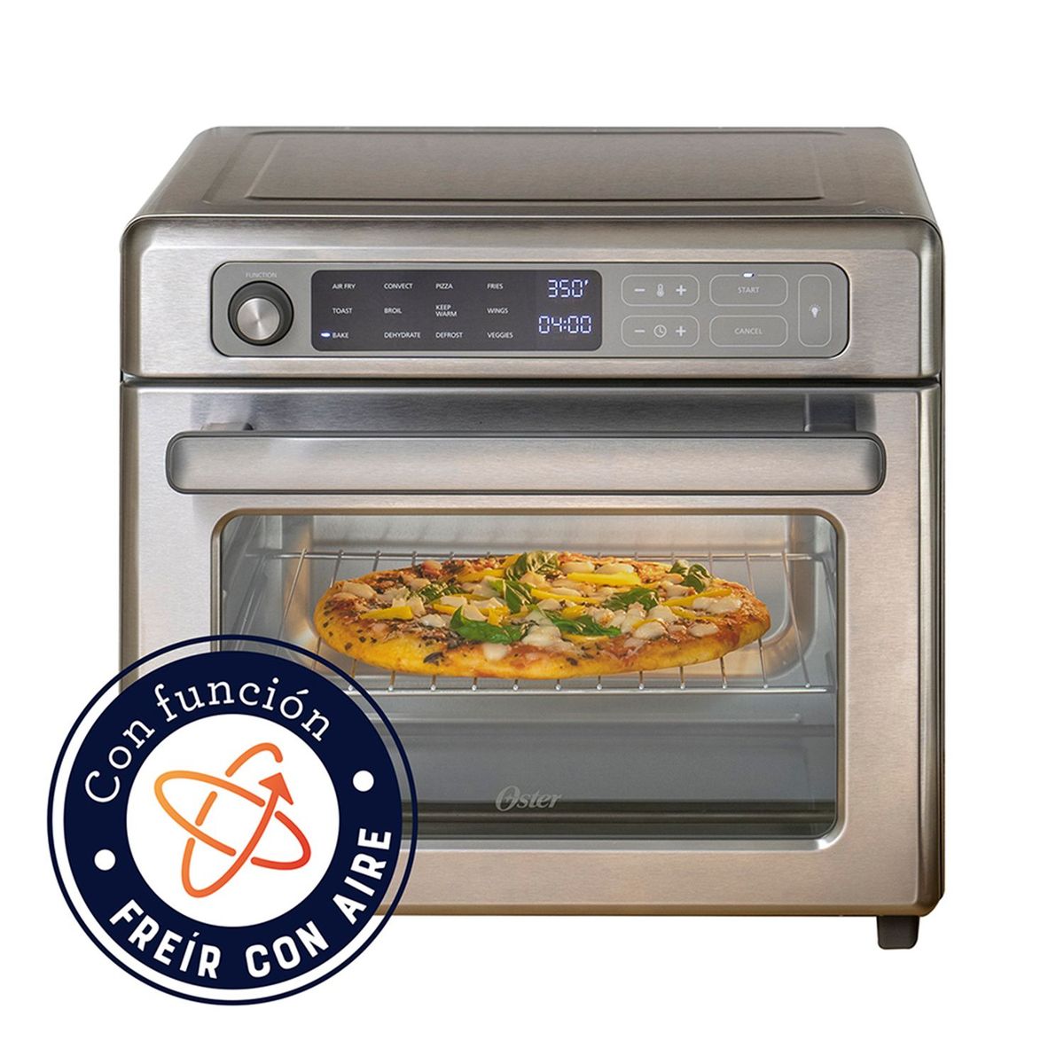 OSTER - Horno freidor Sin Aceite Oster 2121405 22 Litro Plateado Canasta Digital Air Fryer