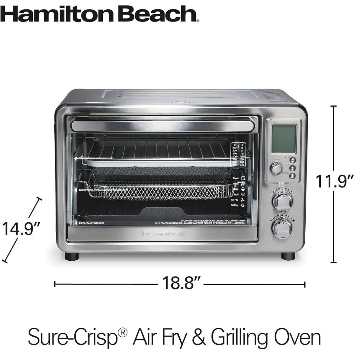 HAMILTON BEACH - Horno asador rosticero con freidor de aire Sure-Crisp con 6 programas Hamilton Beach
