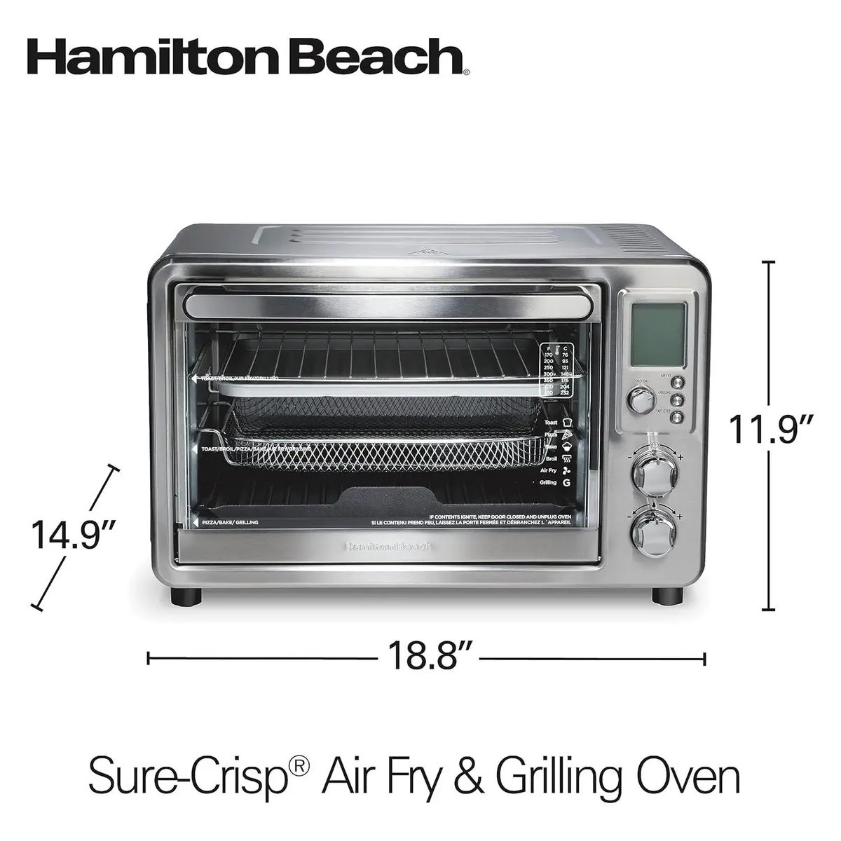 HAMILTON BEACH - Horno asador rosticero con freidor de aire Sure-Crisp con 6 programas Hamilton Beach