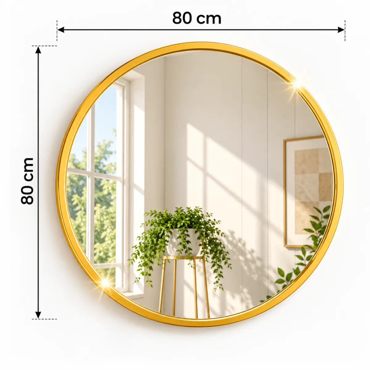 GENERICO - Espejo Circular Negro 80cm Minimalista Para Hogar
