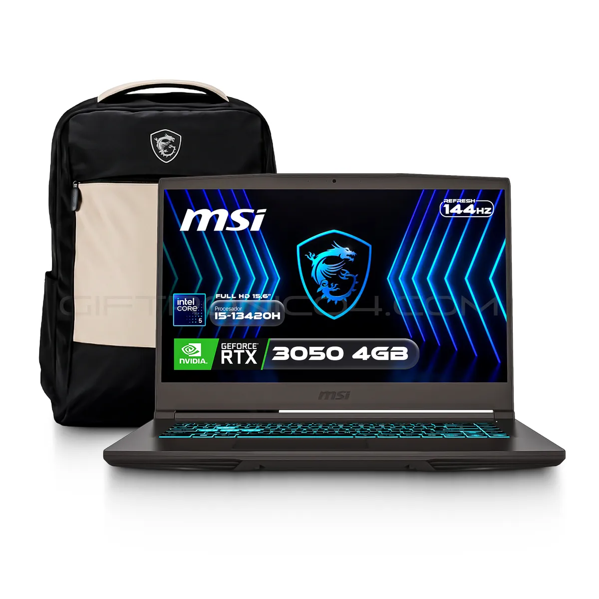 MSI - Portátil Gamer MSI Thin 15 B13UC Intel i5-13420H RAM 16GB 512GB SSD RTX3050 4GB y Morral