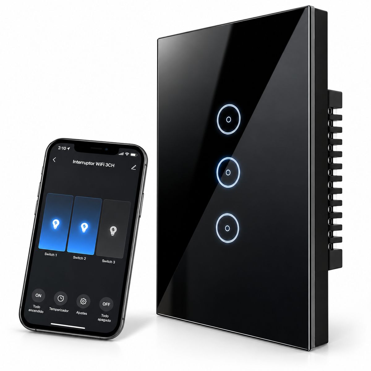 SWISSHOME - Interruptor Triple Wifi Inteligente Alexa Google Home Wifi