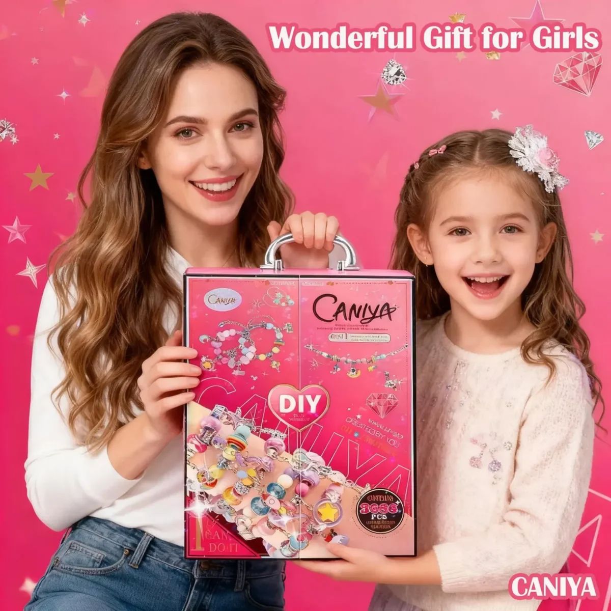 TECNOHOGAR JS - Kit Bisutería Niñas Pulseras Collares Joyas Cuentas 388 Pcs