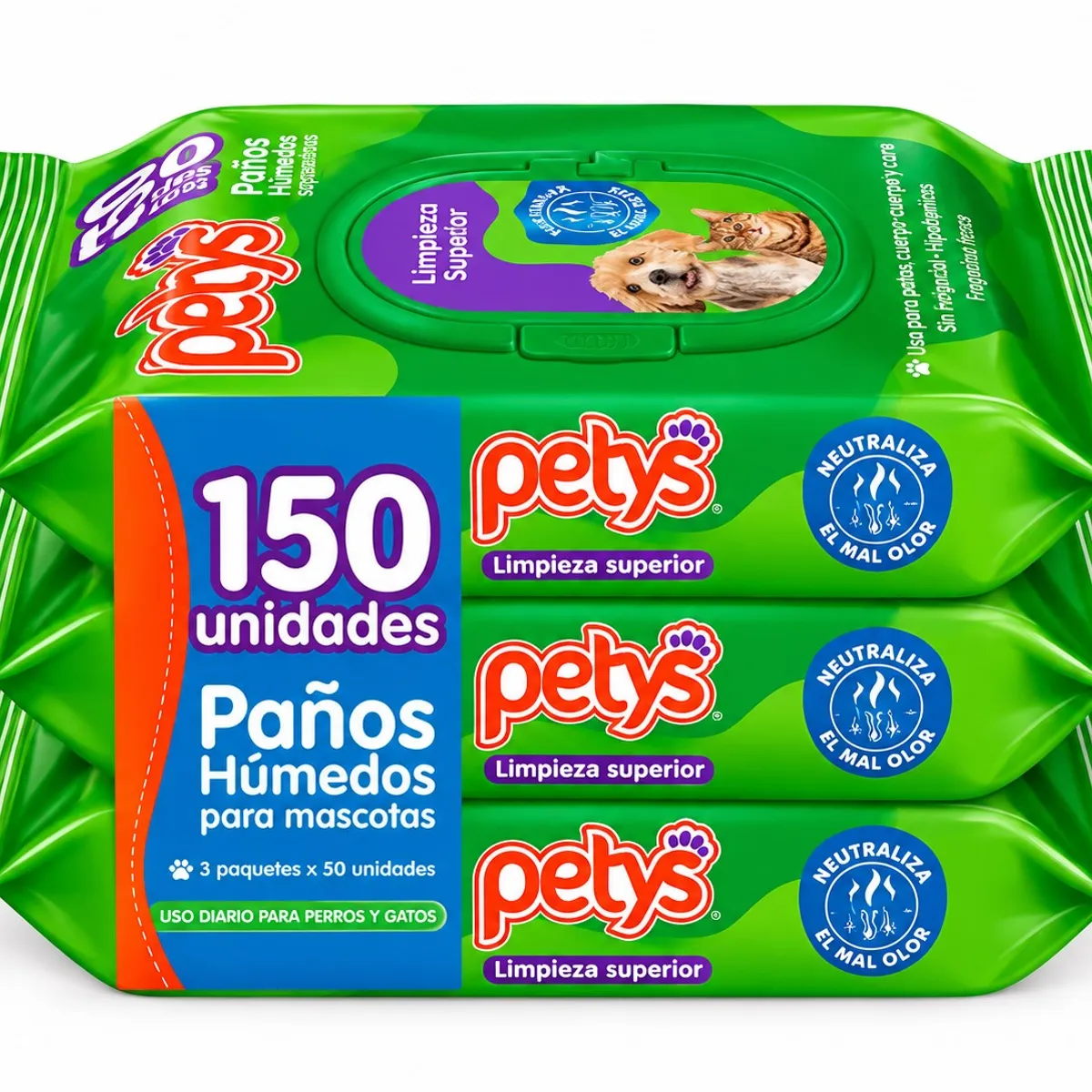 PETYS - Paños Húmedos Petys para Perros y Gatos – 150 Unidades
