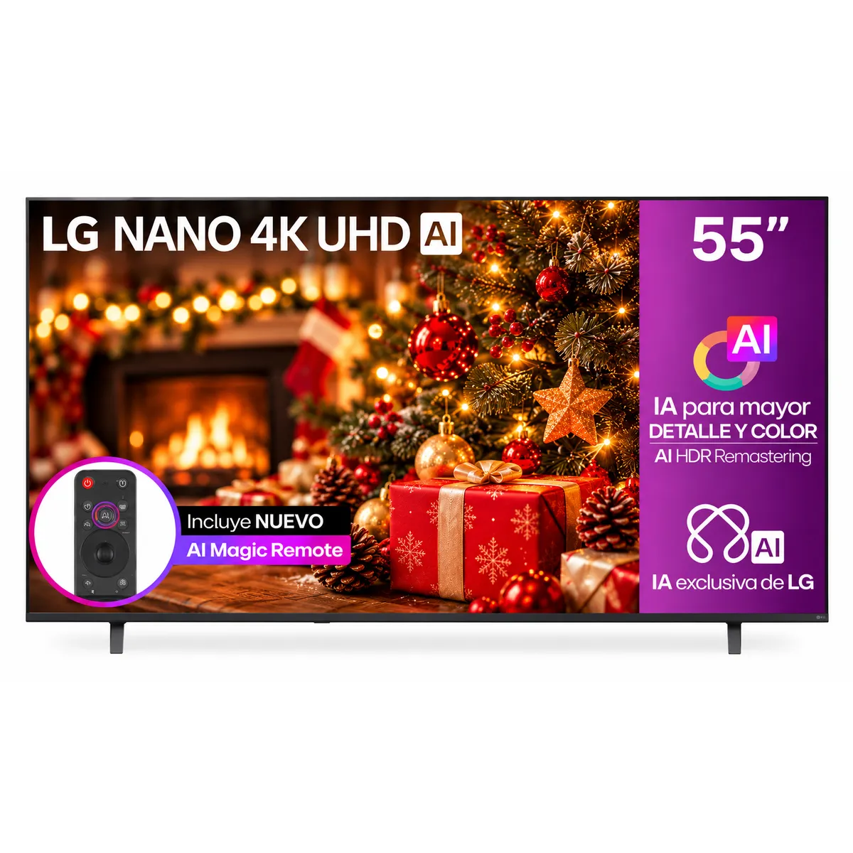 LG - Televisor LG 55 Pulgadas 55NU85 Nano 4K UHD Smart TV webOS con IA + Control Magic