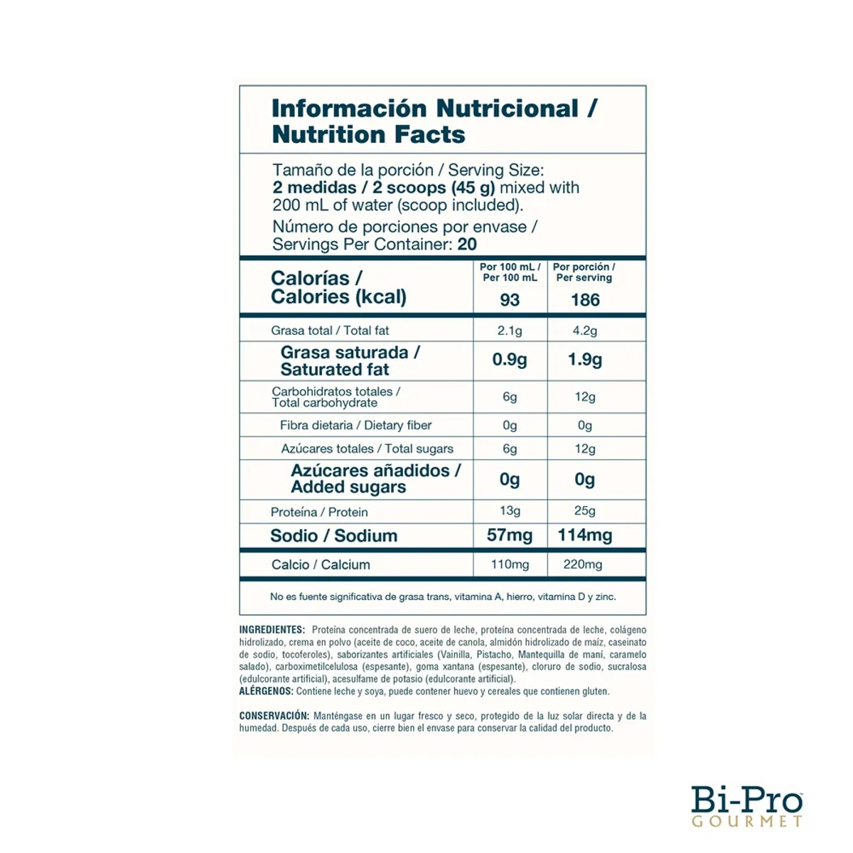 NUTRAMERICAN PHARMA - Proteina BIPRO GOURMET Vainilla 2.05 lb