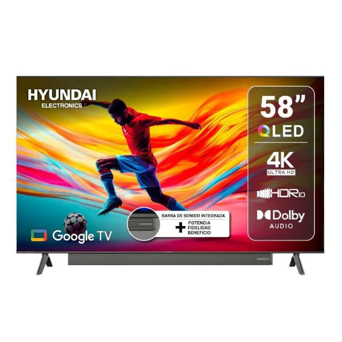 HYUNDAI - Televisor Hyundai 58 Pulgadas QLED Smart TV Sound Bar Google HYLED5815SQG