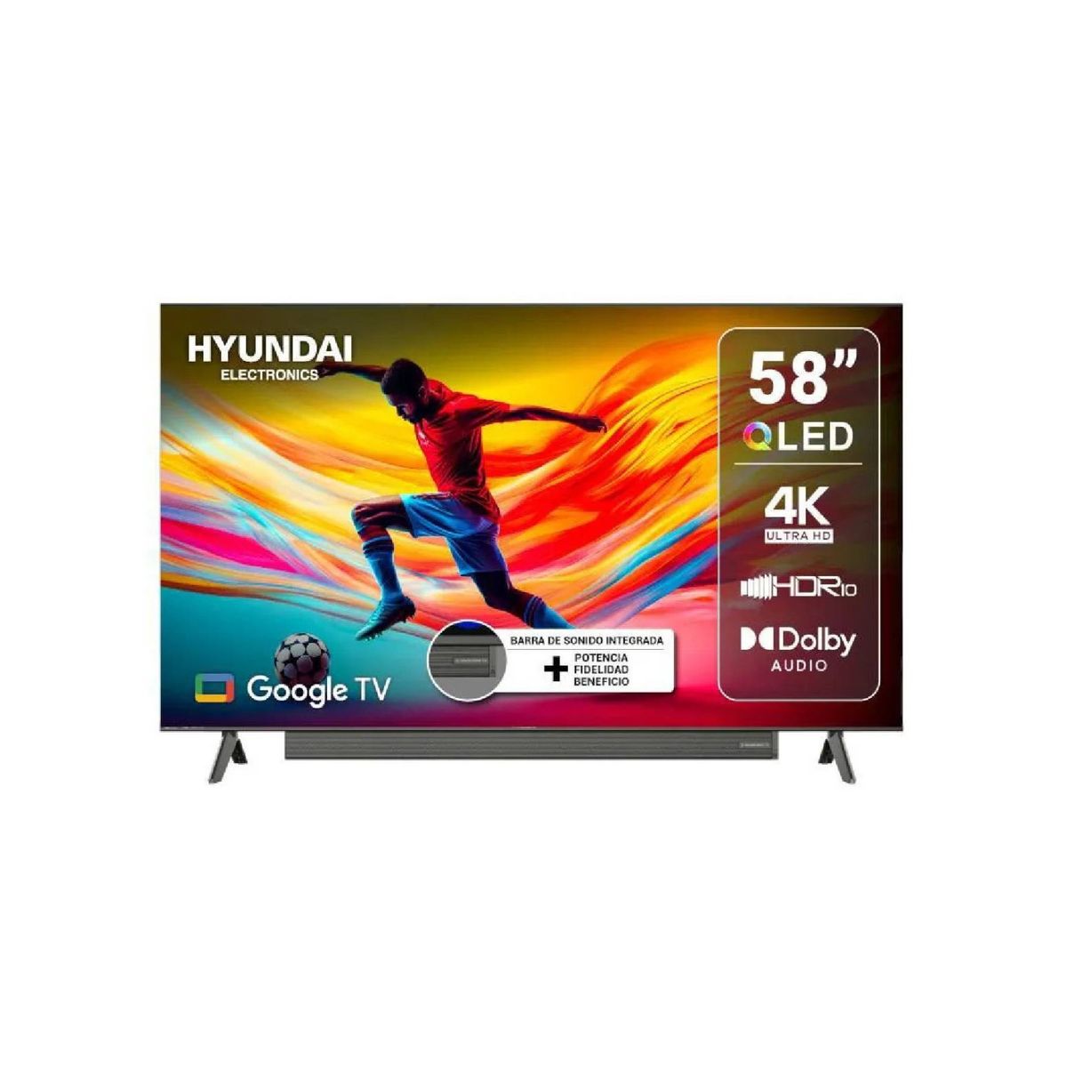 HYUNDAI - Televisor Hyundai 58 Pulgadas QLED Smart TV Sound Bar Google HYLED5815SQG