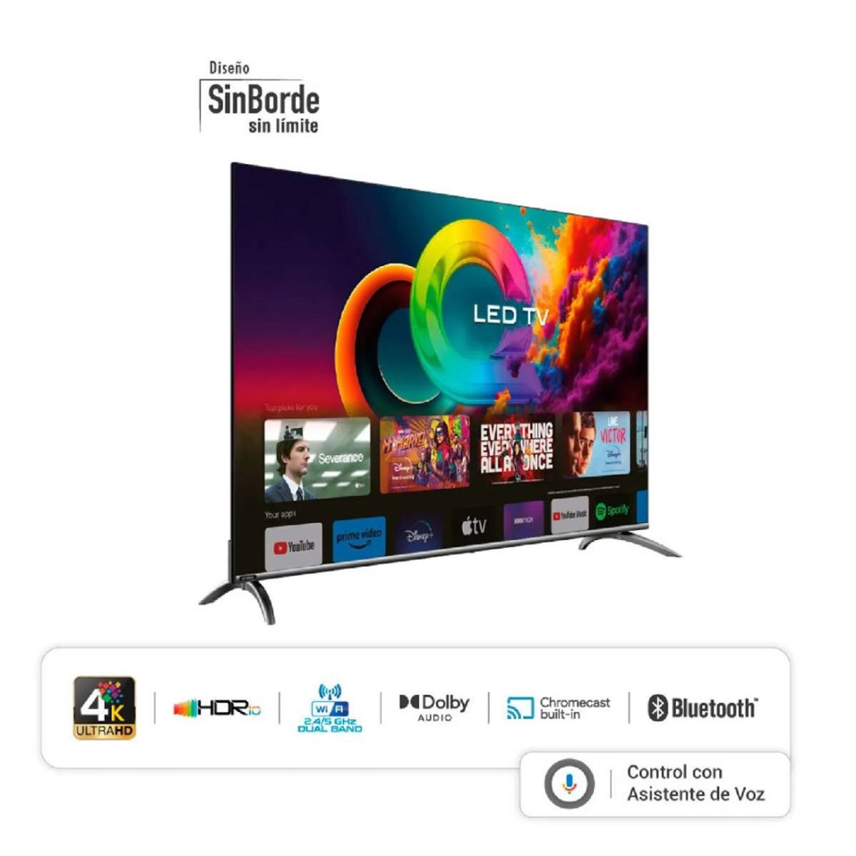 HYUNDAI - Televisor Hyundai 58 Pulgadas QLED Smart TV Sound Bar Google HYLED5815SQG